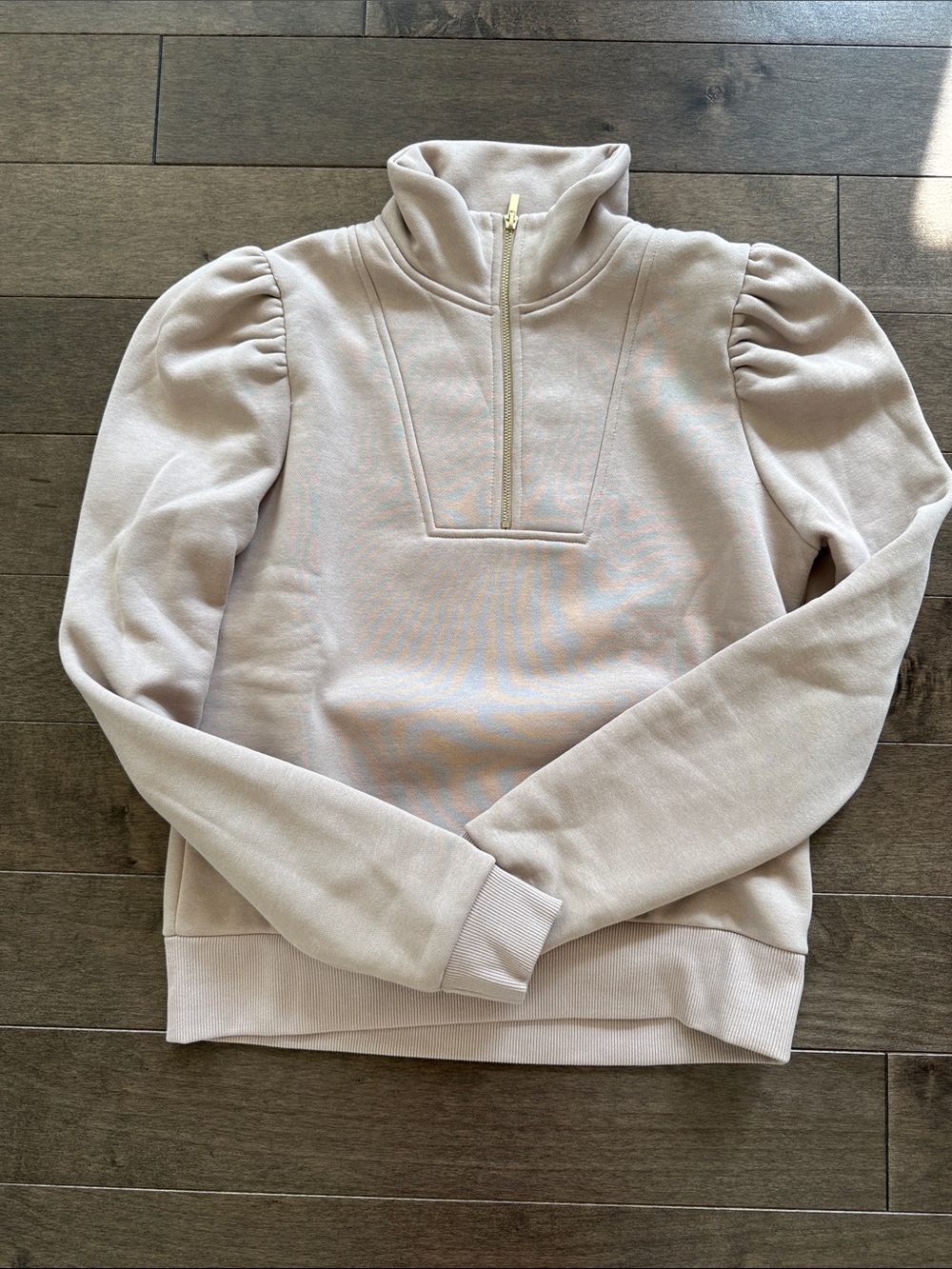 Generation Love Beige Half-Zip Puff Sleeve Pullover